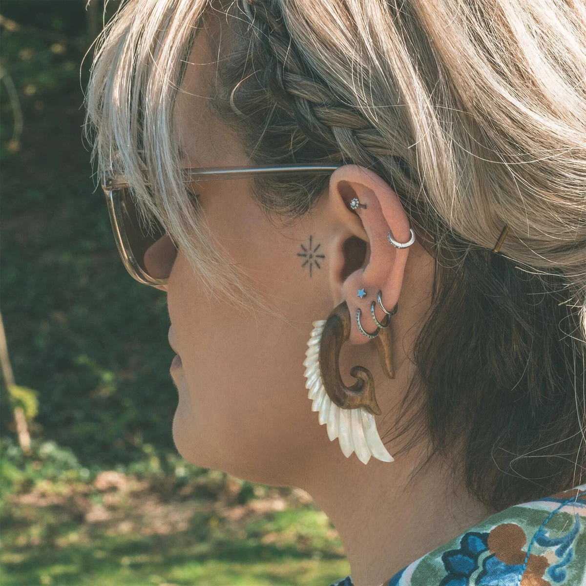 Sono Wood MOP Angel Wing Lobe Gauges Ear Stretchers eBay
