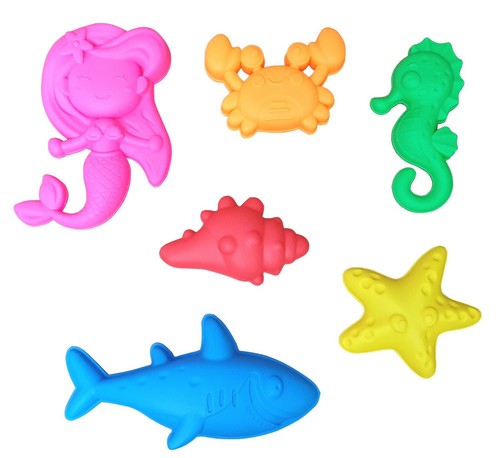 Sand Mould Mermaid Starfish Shark Sandpit 6 Piece Small Coloured Set - Bild 1 von 4