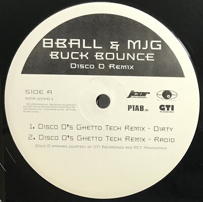 8Ball & MJG Feat DJ Quik - Buck Bounce 2001 JCOR Promo Vinyl 33 RPM 12  EP NM
