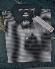 NEW CUTTER & BUCK CB DRYTEC Golf Polo Shirt CONNECTICUT GOLF CLUB XL Blue White