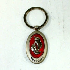New Mexico Hot Pepper Silverplate Spinner Keychain 3 1/4"