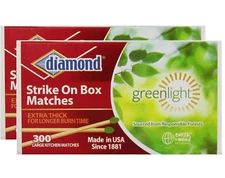2pk Diamond Greenlight Strike on Box Matches, 600 Count Long-Lasting matchsticks