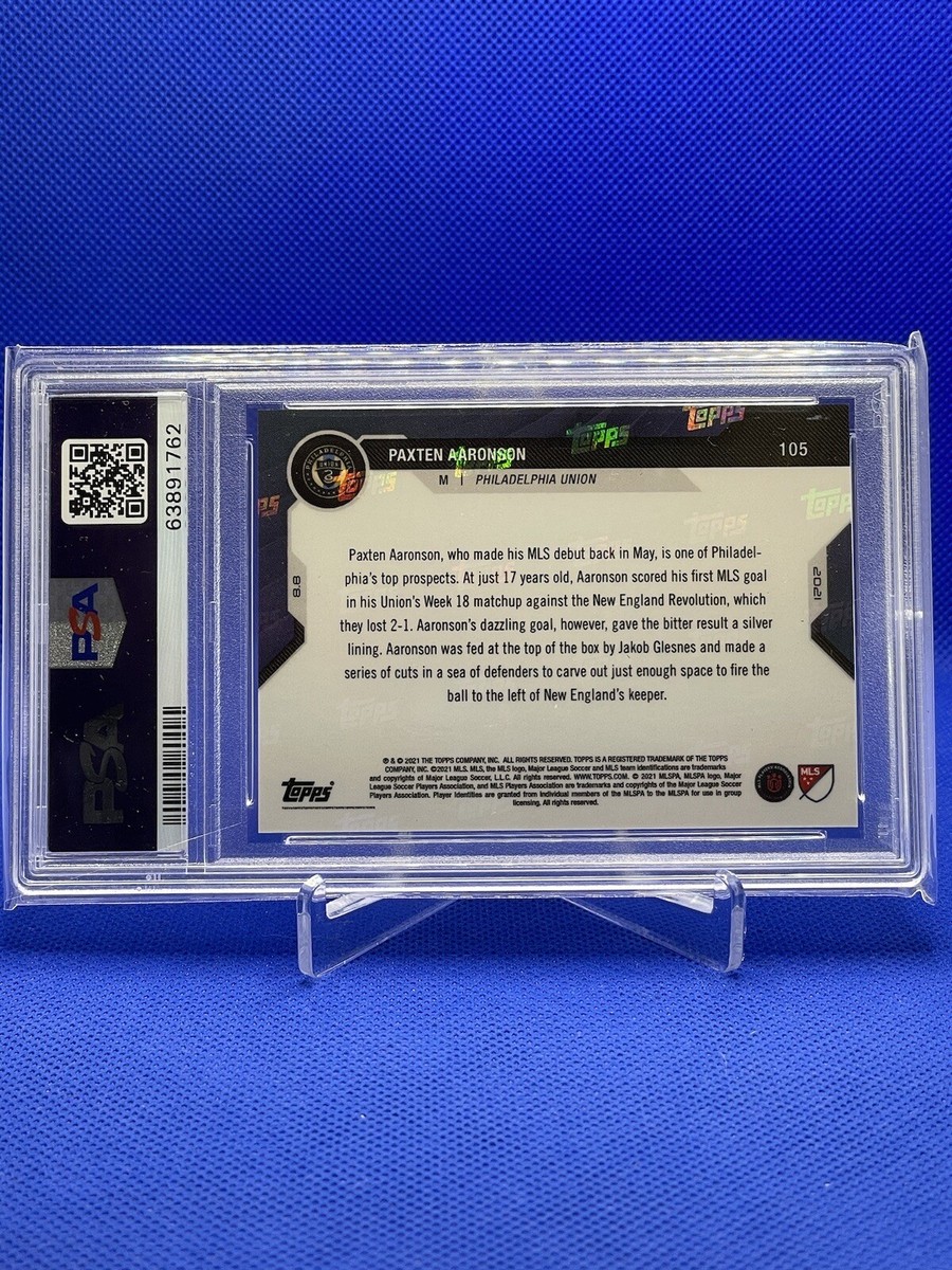 2021 Topps Now MLS Paxten Aaronson PSA 10 #105 RC 2021 Topps Now MLS Paxten Aaronson PSA 10 #105 RC