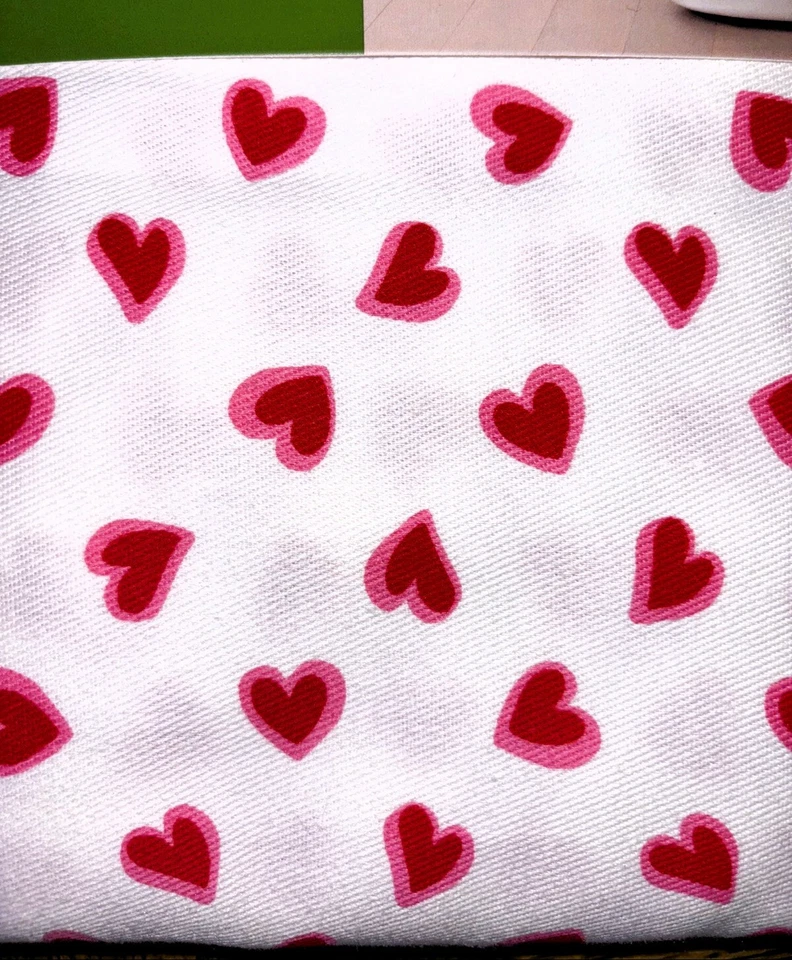 Kate Spade Brushstroke Hearts Cotton Blend Shower Curtain Red Pink White NEW - Image 3 of 4