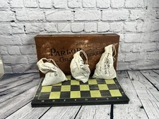 Parlor Chess & Checkers Set in Wooden Box J. Pressman & Co. No 209 Rustic Style