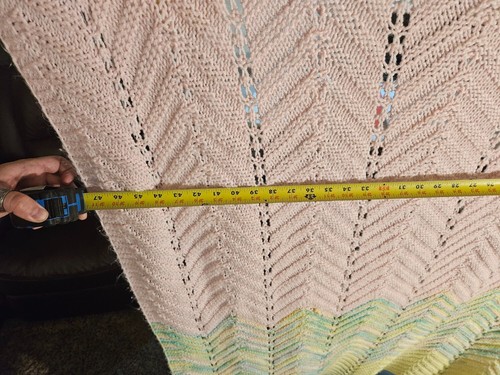 Vintage Handmade Crochet Knit Afghan Zig Zag Chevron Throw Blanket Granny 60X80" - Picture 5 of 6