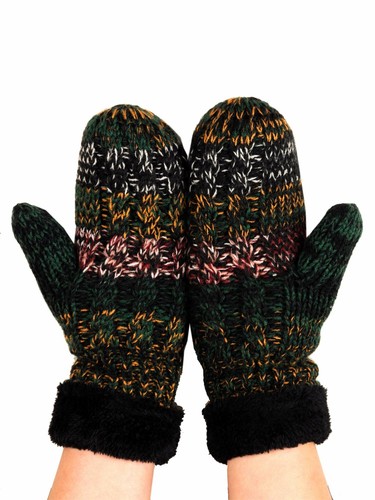 C.C Unisex Winter Warm Knit Soft Inner Fuzzy Lined Anti-Slip Cuff Mittens Gloves - Picture 105 of 111