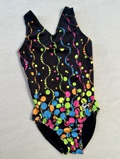 GK ELITE Gymnastics Leotard NEON PARTY Sporty BLACK Tank BUBBLE Dote SIZE: CL