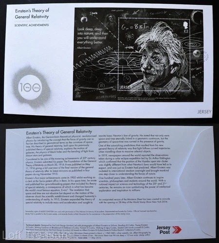 Jersey Stamps: "Einstein's Theory" £2 Mini Sheet First Day Cover 2016