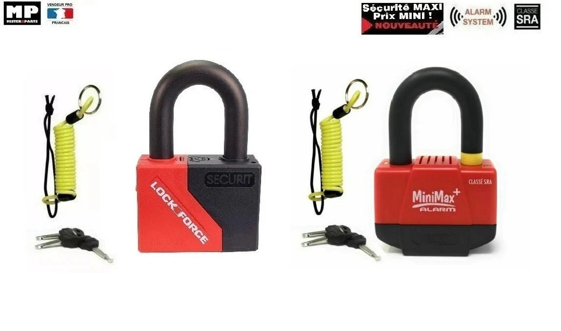 Bloque disque alarme moto SRA LockForce MINIMAX+ pour vos trajets urbains quotidiens