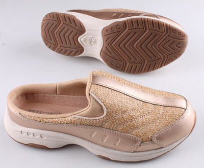 Easy Spirit Travel Time Sneaker Mule Slip On Gold Sparkle Women's Size 6 W NWOT