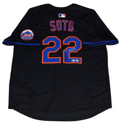 JUAN SOTO AUTOGRAPHED NEW YORK METS #22 BLACK NIKE LIMITED JERSEY