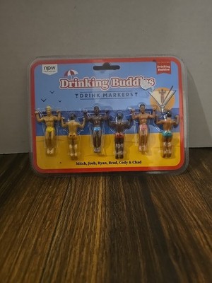 Drink Markers  Drinking Buddies Hanging Men Set of 6 Cocktail Bachelorette Party