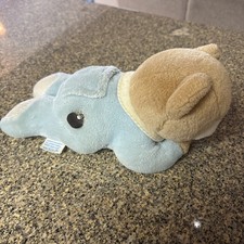 Vintage Eden Blue Sleeping Laying Teddy Bear Plush Wind Up Music Not Working