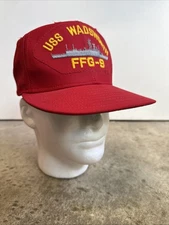VTG USS Wadsworth FFG-9 US Navy Frigate Snapback Cap Hat Red Cap-10 Veteran USA