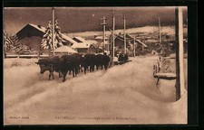 CPA Hauteville, le Chassè-neige ouvrant la Route de Tenay 