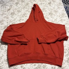 H&M Mens M Red Pullover Hoodie Solid Long Sle...