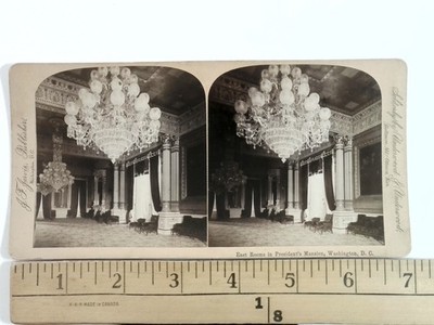Stereoview Card East Rooms President's Mansion Washington D.C. by J.F. Jarvis