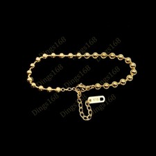 Unisex Genuine 18K Yellow Gold Filled Tarnish-Resist Smooth Bead Chain Bracelet