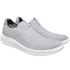 Bzees Women Twilight Slip On Stretch Knit Rhinestone Sneakers Size US 9.5M Grey