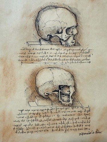 Leonardo da Vinci (Handarbeit) Mischtechnik Papierzeichnung Antik Signiert und Stempel - Bild 3 von 4