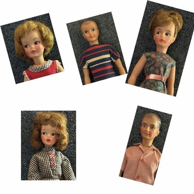 1960s Ideal Tammy Mom Dad Ted Pepper Case Clothes Skis 5 Doll Lot W/ Boxes