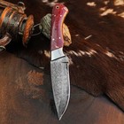 9.2" inch Damascus Steel Hunting Knife Full Tang Resin Handle Leather Sheath — photo 4