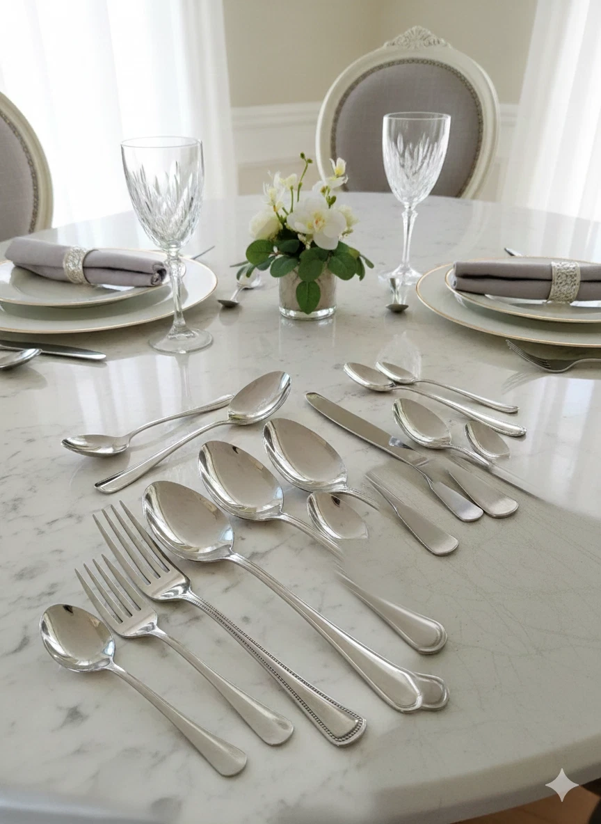 Oneida Fine Silver Flatware Set of 21 Pc with 2 Large Serving Spoons