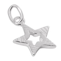 Klein Sterlingsilber Ausgeschnittener Stern Charm AnhäNger