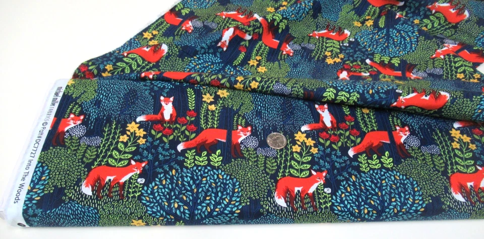 MICHAEL MILLER FABRICS Michael Miller quilt-craft fabric INTO THE WOODS nite 2 yds (dc-7727) Sly Fox!