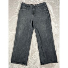 Marithe Francois Girbaud Jeans Mens 40x32 Black Distressed Wide Leg Baggy Y2K