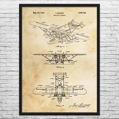 Sea Plane Patent Wall Art: Aviation Gift, Flight Instructor, Pilot Gift