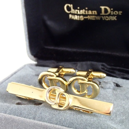Authentic ChristianDior Cufflinks & Tie bar Metal[Used]