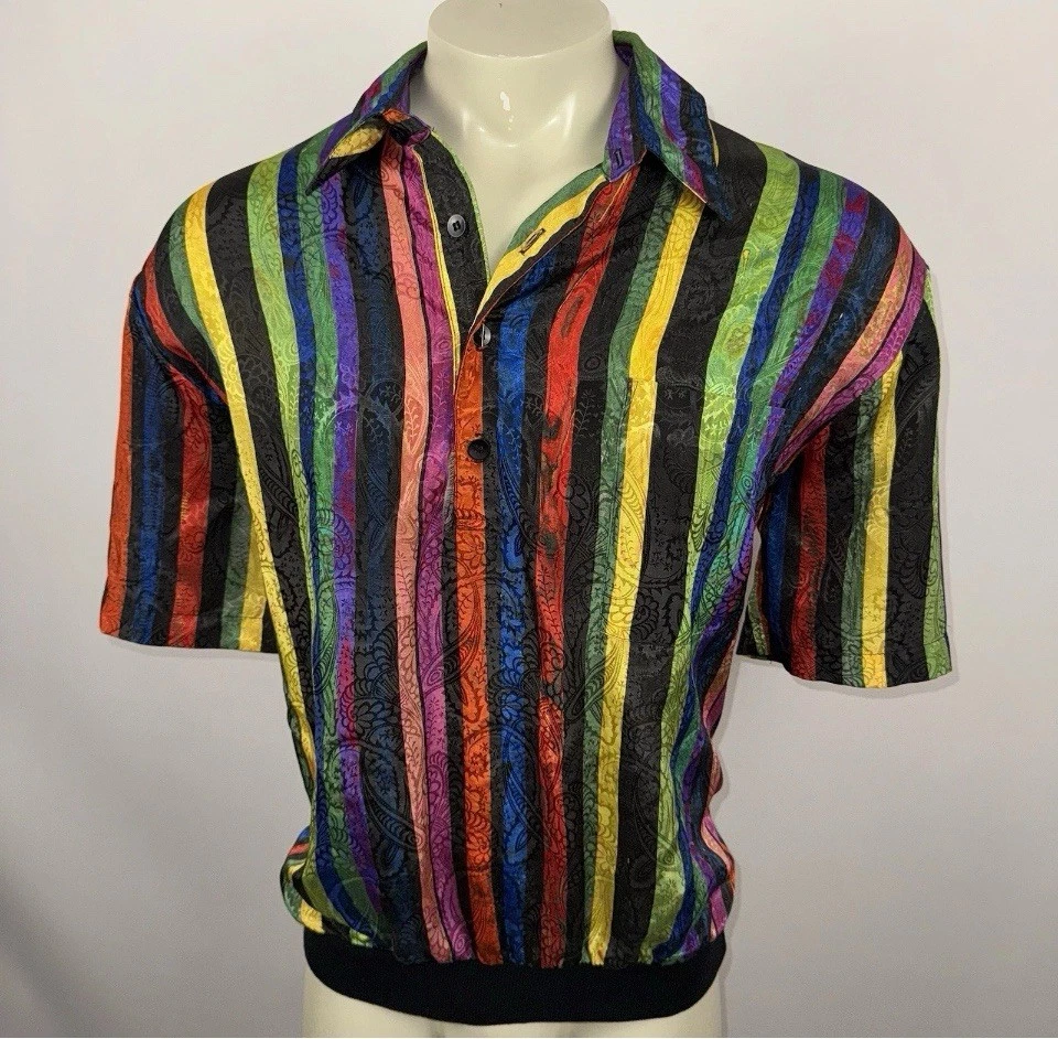 Alan Stuart Shirt Mens XL Vtg 60s 70s Disco Club Saturday Night Fever Hippy Nik - Image 4 of 4