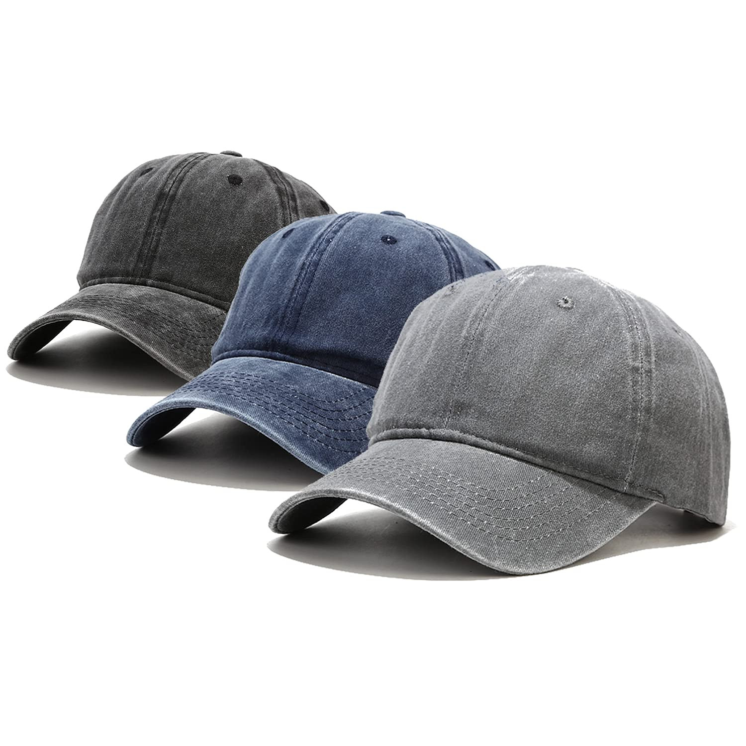 3 Pack Baseball Cap Vintage Distressed Low Profile Unstructured Plain Cotton ...