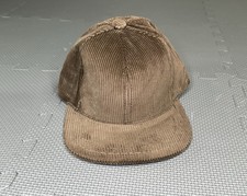 Vtg 80s 90s Brown Corduroy Cap Hat Made in USA Metal Buckle Closures Adjustable