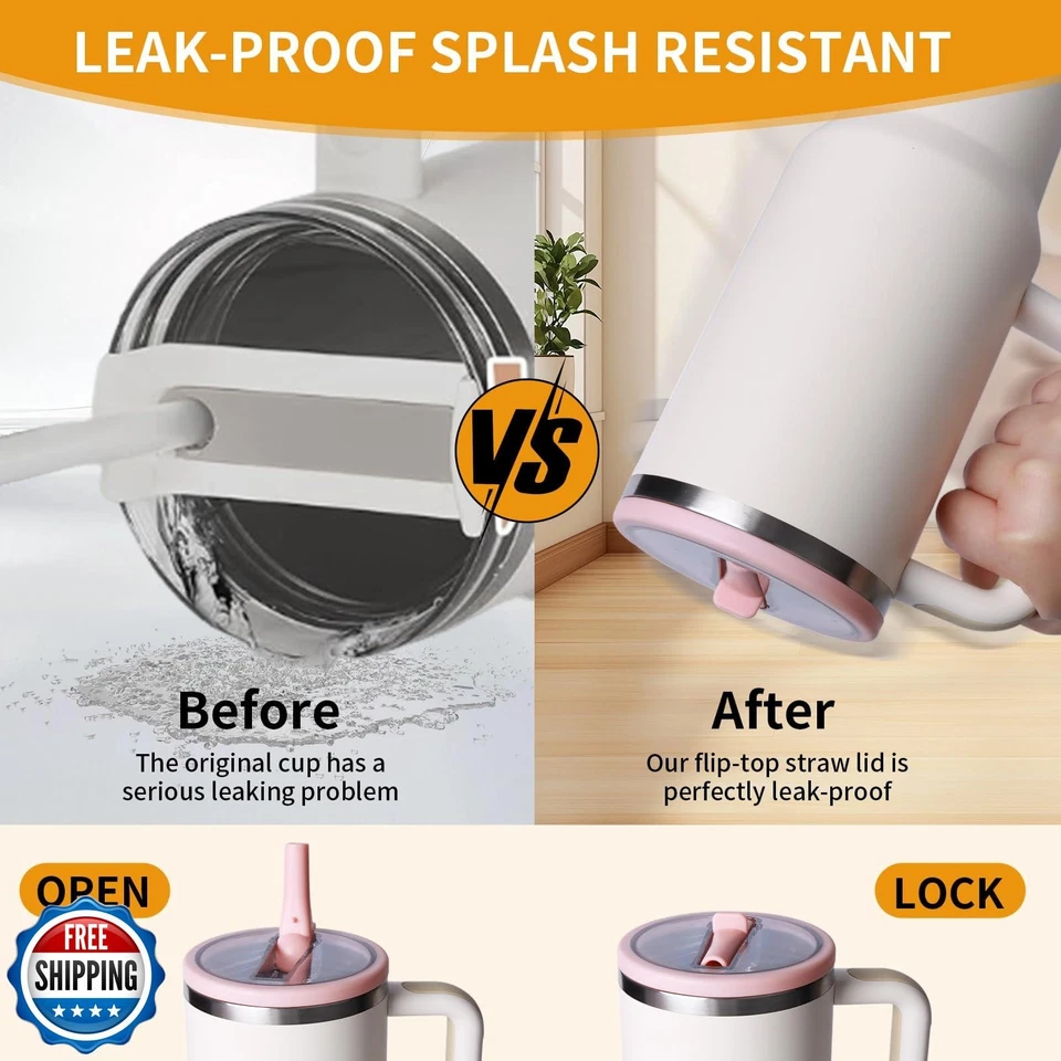 Paquete de 2 tapas a prueba de fugas de pajita abatible de 30 oz para Stanley Quencher H2.0, a prueba de derrames Foto 3 de 4