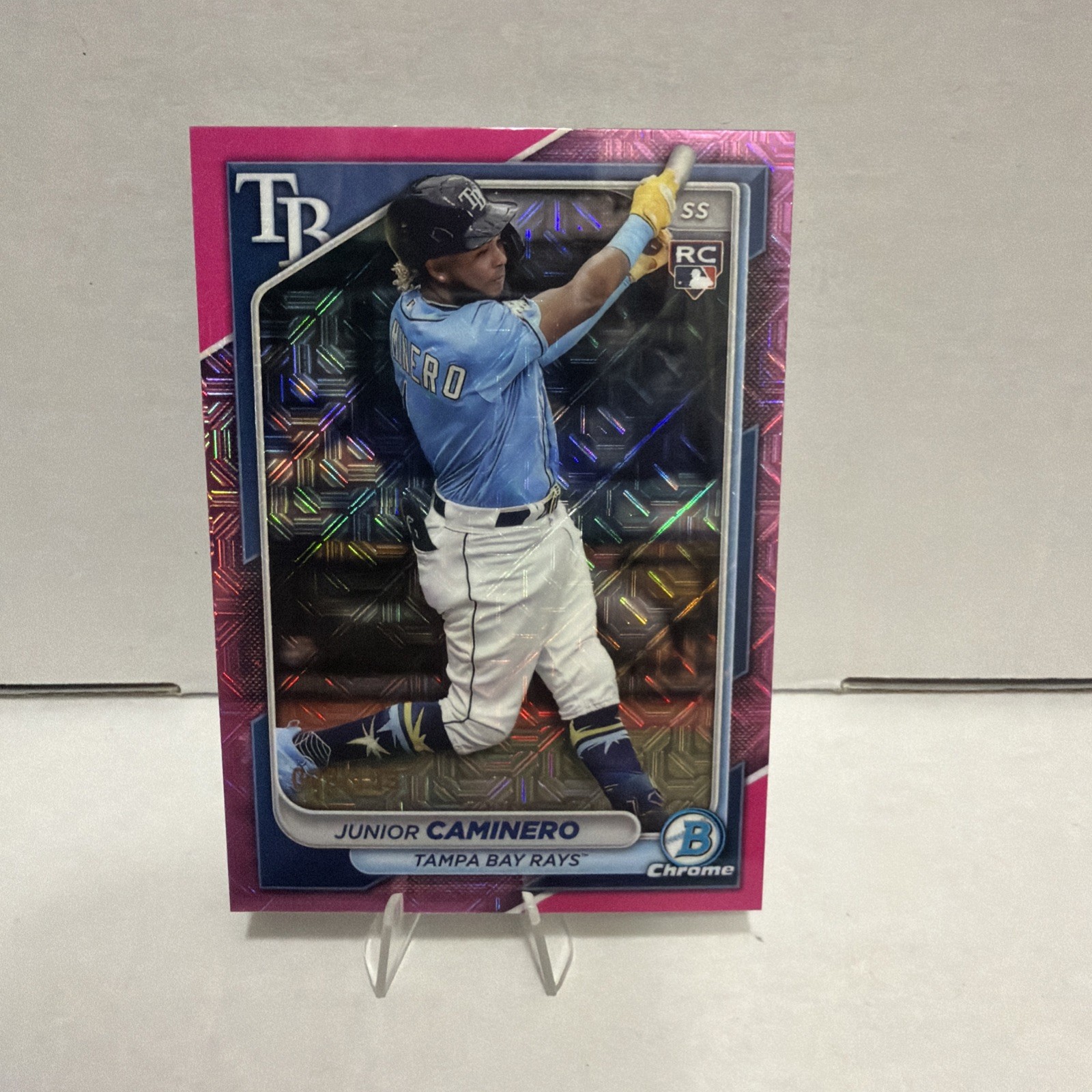 2024 bowman chrome junior caminero #56 Pink Mojo 8/199 