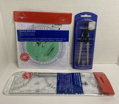Weems & Plath Compass #176 Nautical Slide Rule # 105 Parallel Plotter #120