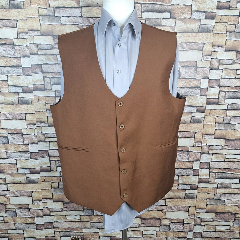 Unbranded Bespoke 3 Piece Suit Mens 48R 46X29 Rust Brown Single Vented - Image 3 of 4