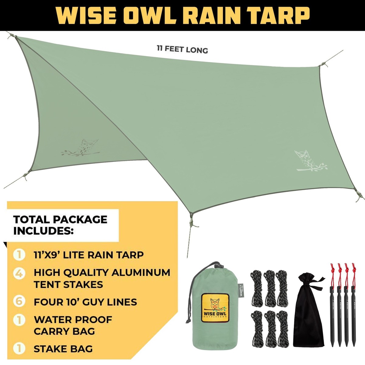 Wise Owl Outfitters Hammock Rain Fly – Waterproof Camping Tarp
