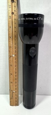Vintage Maglite 2D Black Flashlight 10''  MAG-LITE USA TESTED WORKS 2 D Cell