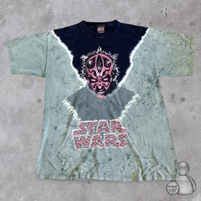 Vintage Star Wars Darth Maul Episode 1 Tie Dye Cotton Shirt Size L Rare 90s