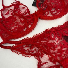 Agent Provocateur Denver Red Lace 34C/3 Set NWT