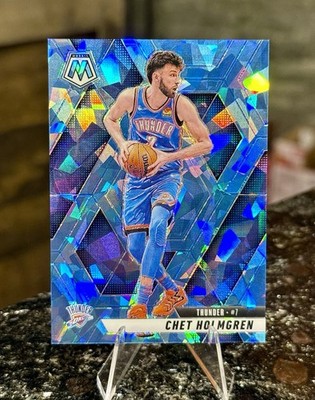 2024-25 Panini Mosaic CHET HOLMGREN #/125 BLUE CRACKED ICE OKC Thunder 63