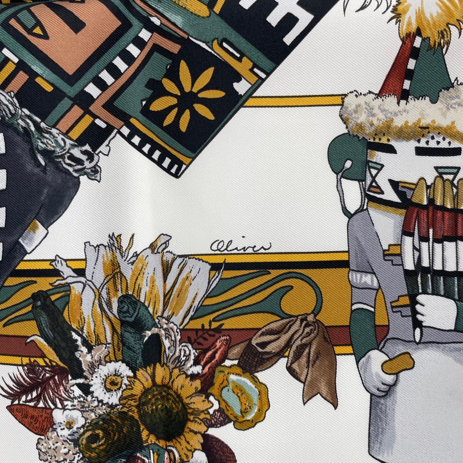 HERMES Carre 90 Kachinas Scarf Multicolor W 90cm Japan [Used] image 7