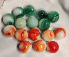 Lot of 16 JABO 5/8" Classic Swirls, 2000, Red & Green Mix, NM