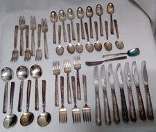 Vtg 41 Piece 6 Place Set Of Oneida Prestige Gay Adventure Silver Plate Flatware