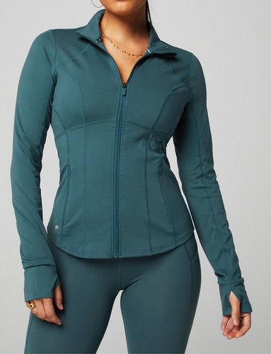 NEW FABLETICS Women’s Perfect Storm Train Jacket in Green Abyss Size LARGE NWT