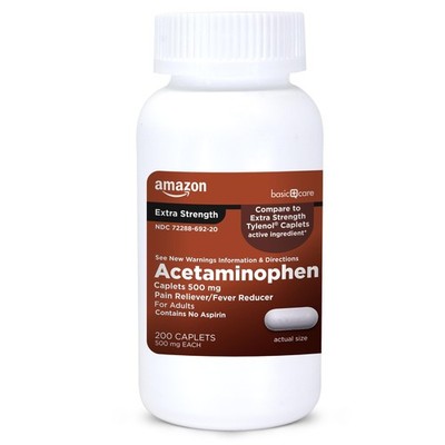 Amazon Basic Care Extra Strength Pain Relief, Acetaminophen 200 Count 
